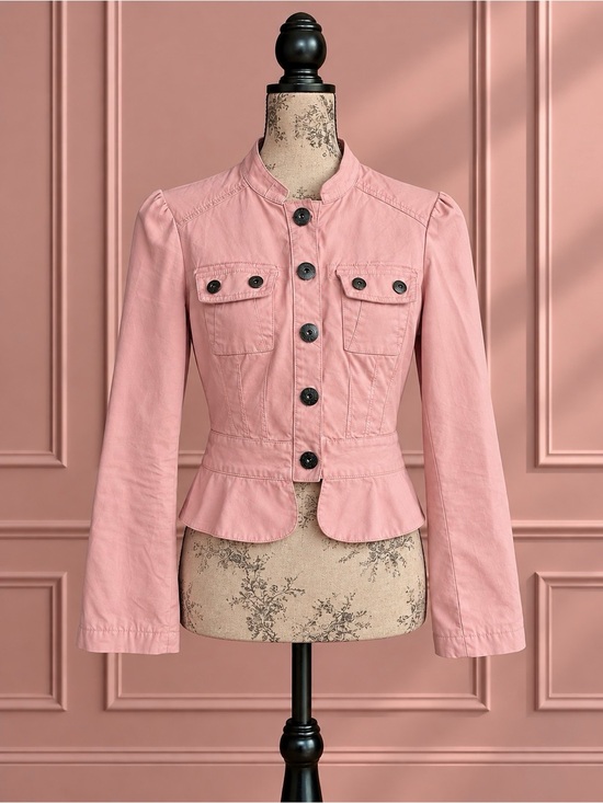 Guess Jackets & Blazers - Y2K Guess Pink Button-Front Cropped Jacket